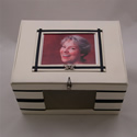 Butterfly release box with slot for photo.